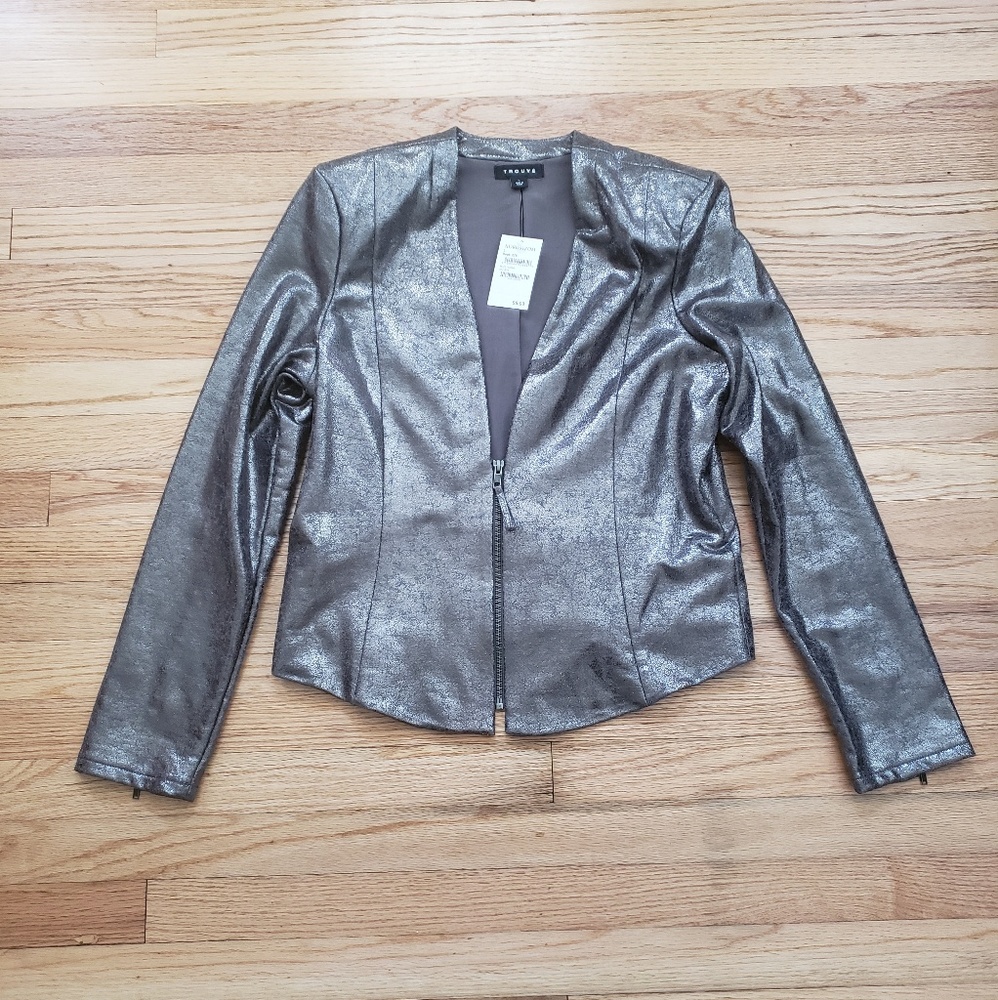 Trouve Metallic Silver Jacket
